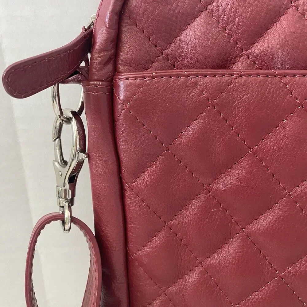Osprey London Red Genuine Leather Quilted Laptop/Travel Bag
